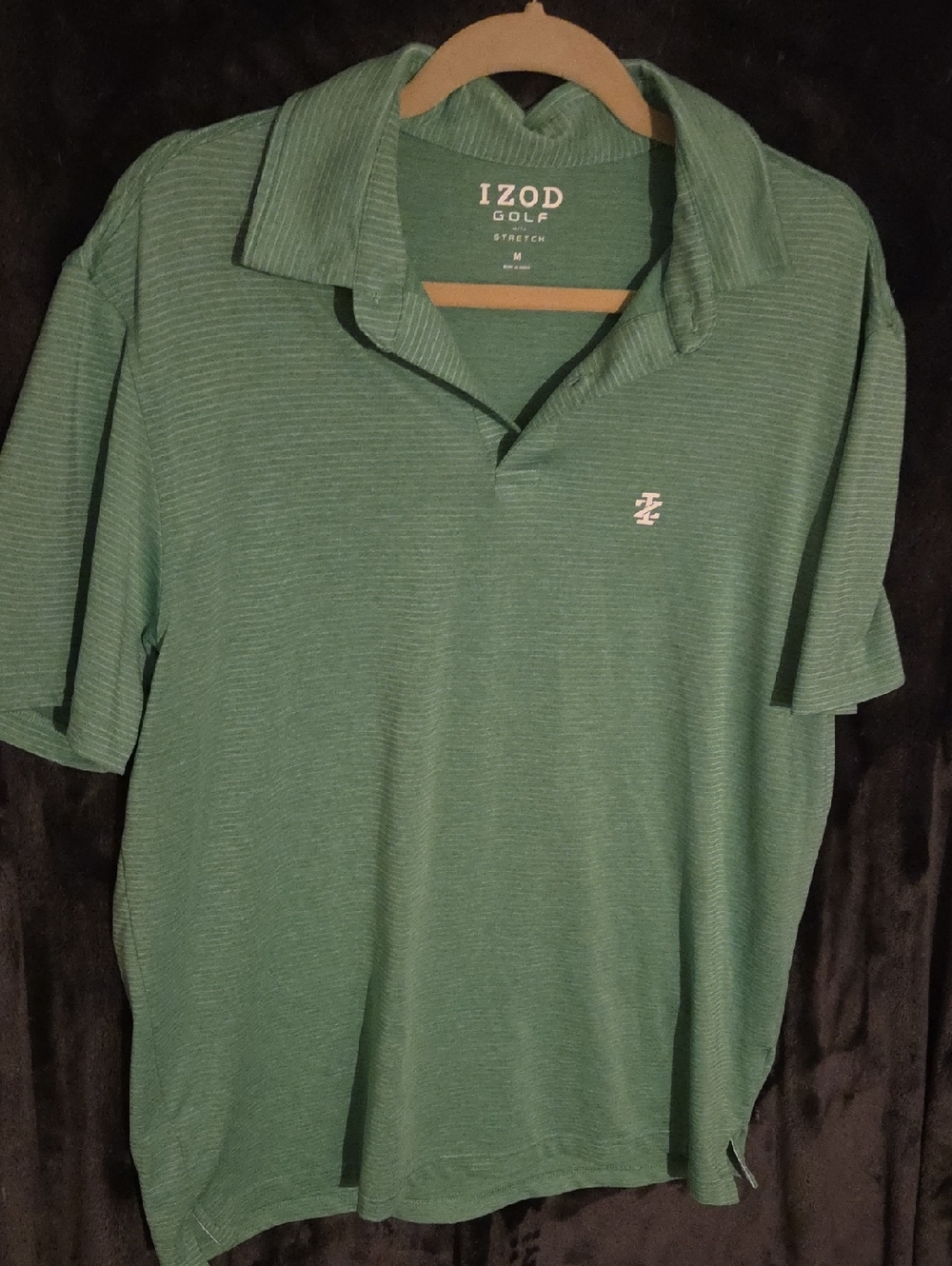 Izod Green Striped Golf Polo Shirt